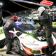 KÜS Team75 Bernhard’s fueler stands on the Porsche’s front splitter to fill the car up in the middle of the hood.